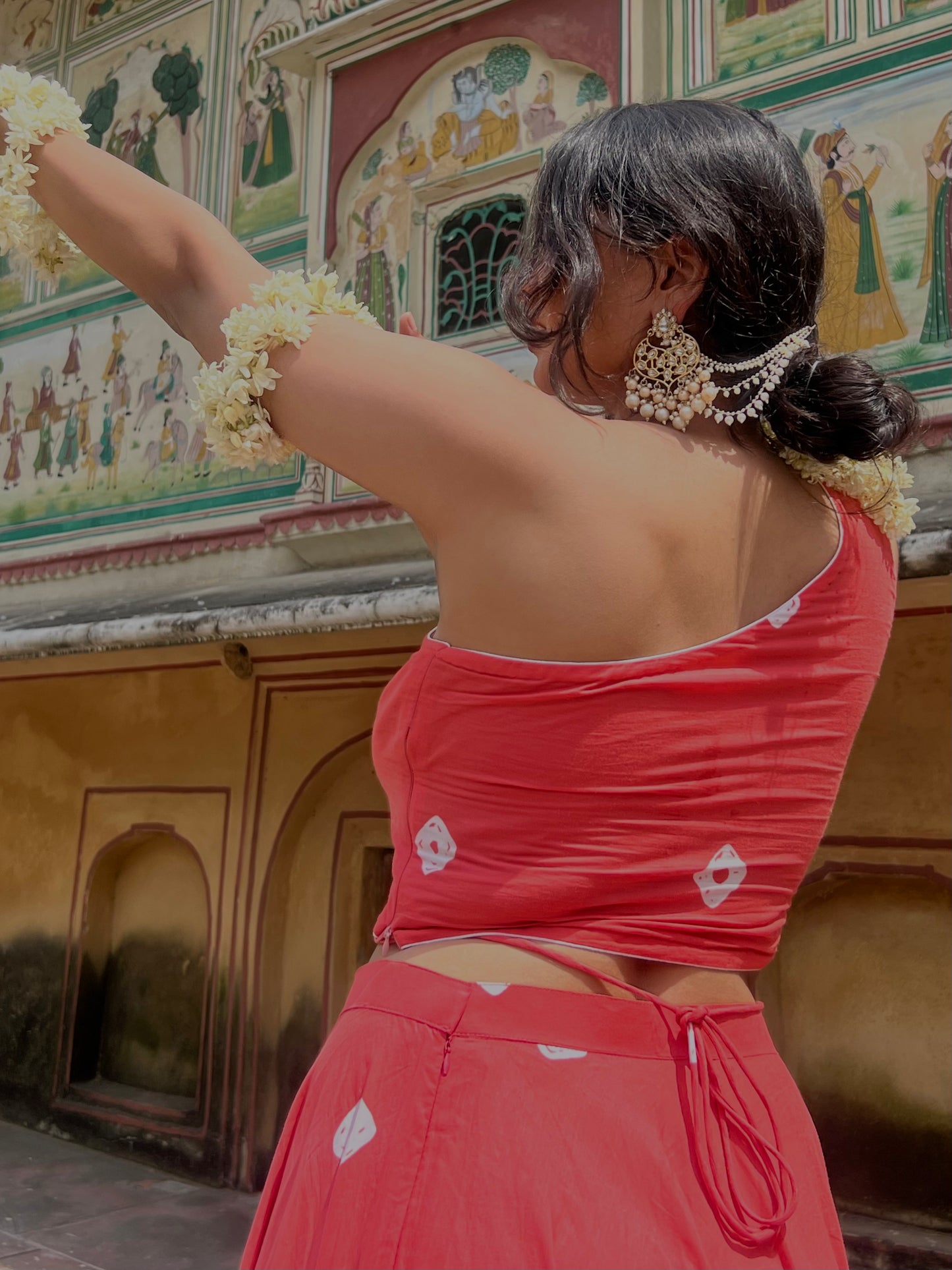 One-shoulder Gajri pink blouse