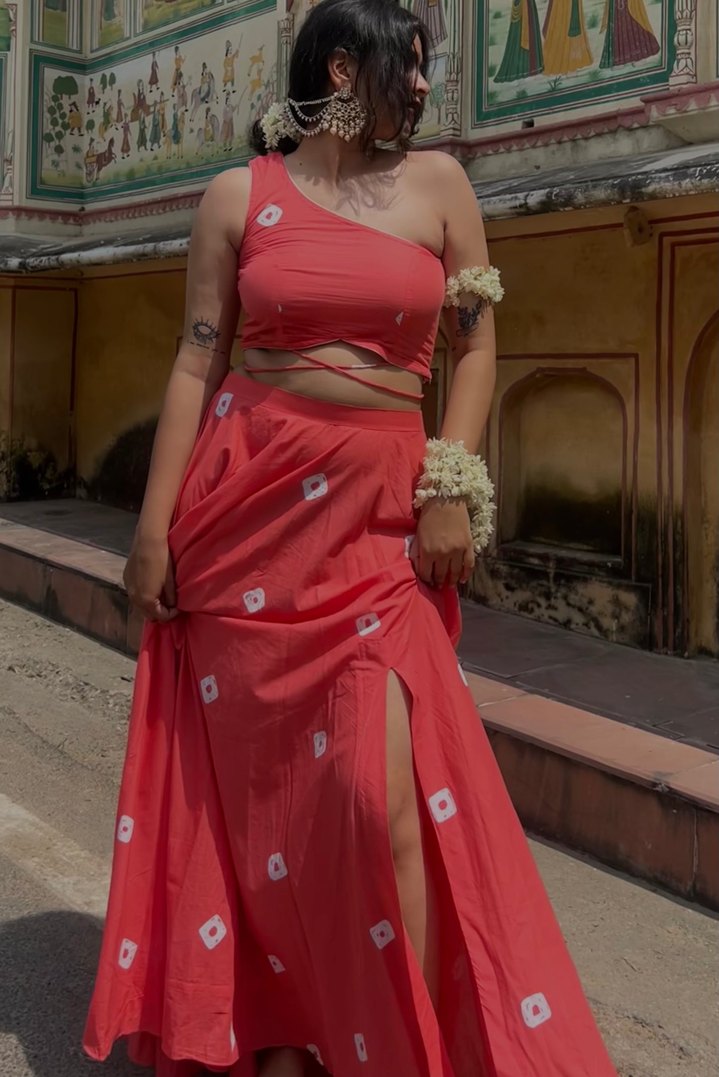 Gajri Pink flared skirt